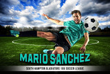 PLAYER & TEAM BANNER PHOTO TEMPLATE - CENTER CIRCLE - PHOTOSHOP LAYERED SPORTS TEMPLATE