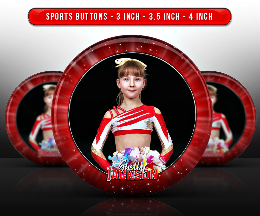 Cheerleading and Dance Custom Sports Photo Buttons - Grunge Strokes