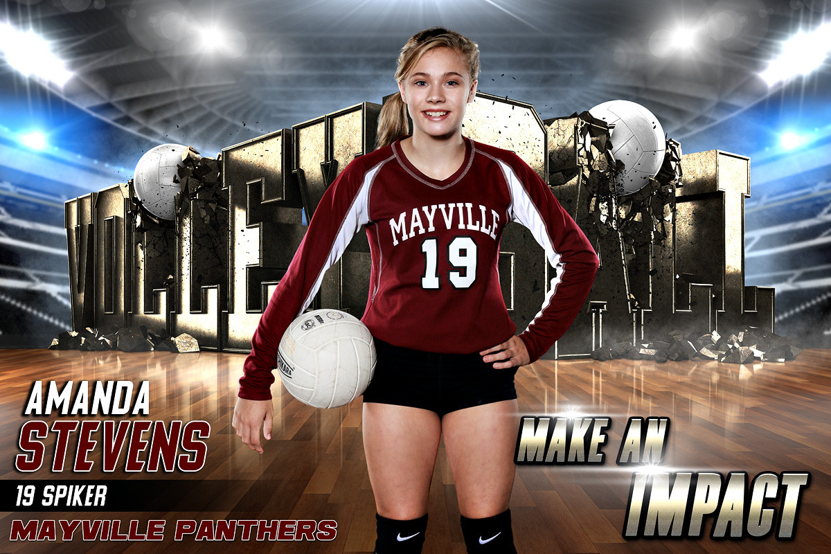 Player & Team Banner Sports Photo Template Volleyball Impact