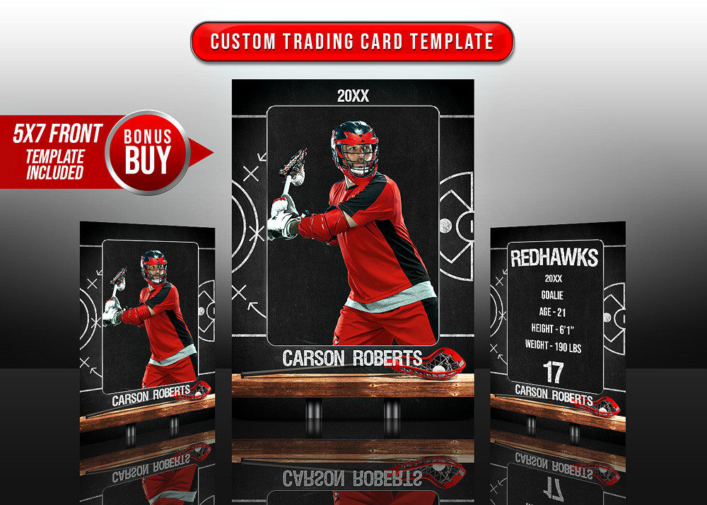 Custom Sports Trading Cards and 5x7 Template Lacrosse Chalk