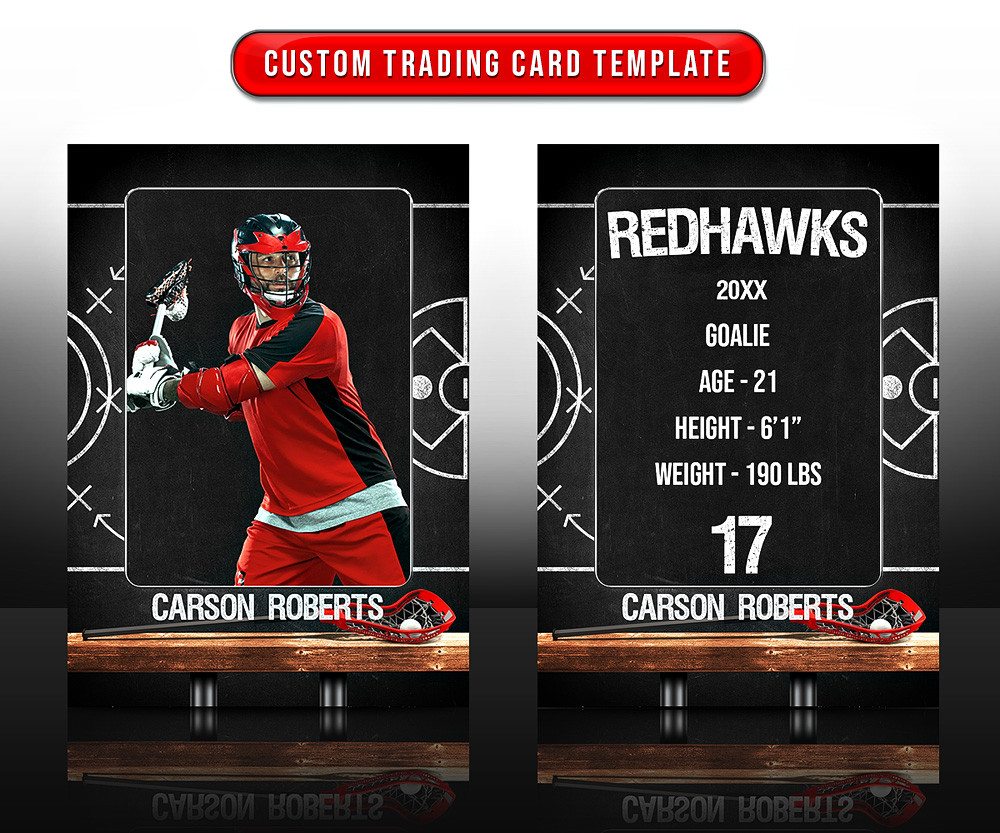 Custom Sports Trading Cards and 5x7 Template Lacrosse Chalk