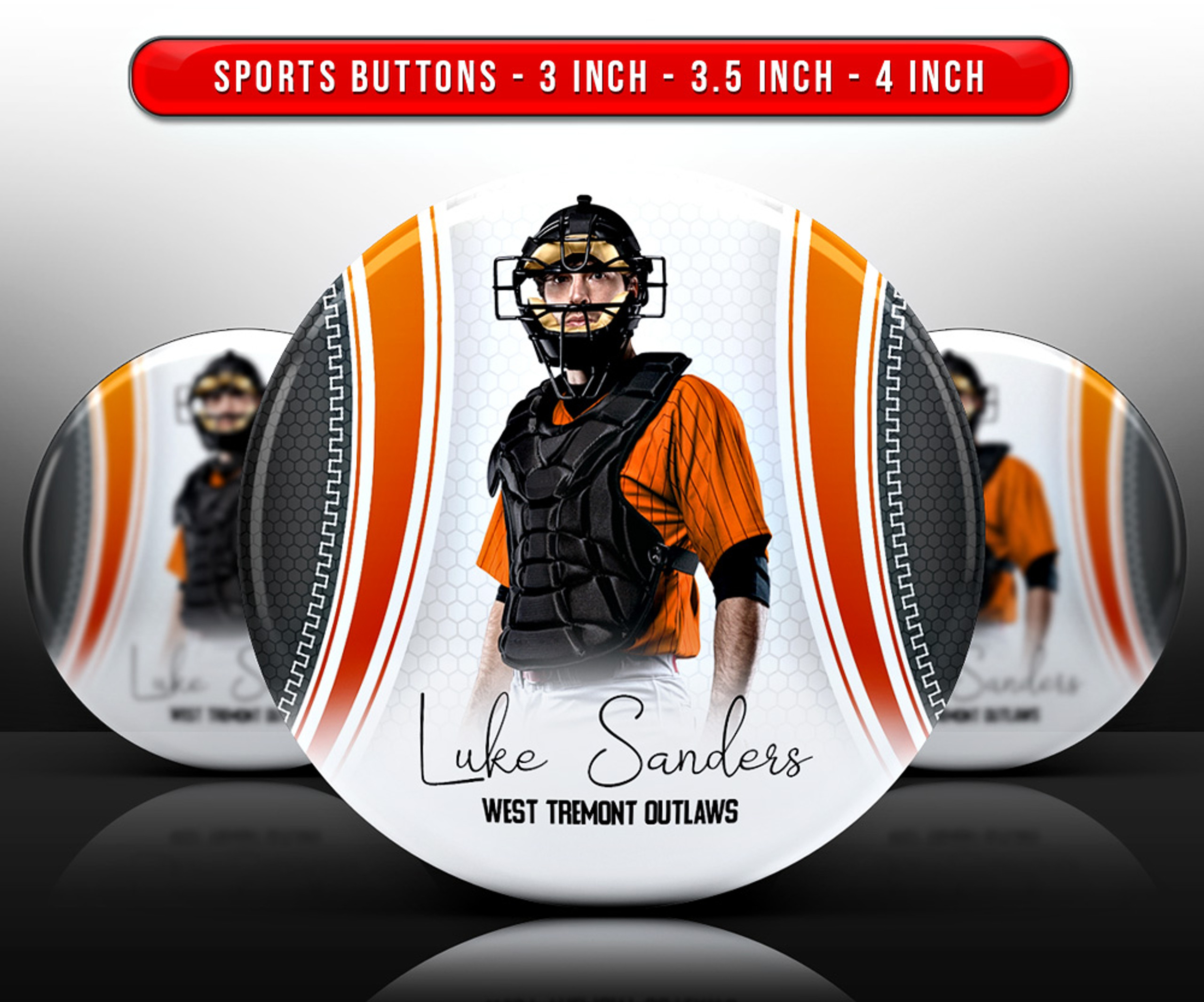 Custom Sports Photo Buttons Outward