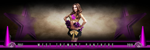 PANORAMIC SPORTS BANNER TEMPLATE - FANTASY CHEERLEADING - LAYERED PHOTOSHOP SPORTS TEMPLATE