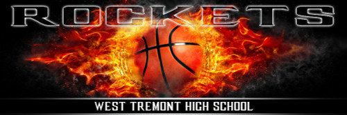 Panoramic Team Basketball Banner Photography Template - On Fire