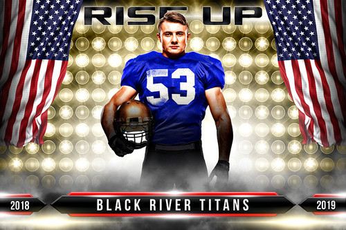 PLAYER & TEAM BANNER PHOTO TEMPLATE - RISE UP - PHOTOSHOP LAYERED SPORTS TEMPLATE