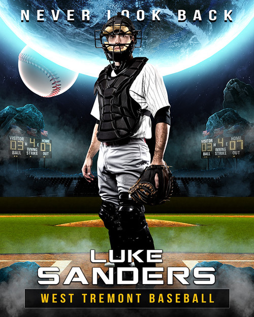 16X20 SPORTS PHOTO TEMPLATE - SPACE BASEBALL - PHOTOSHOP LAYERED SPORTS TEMPLATE