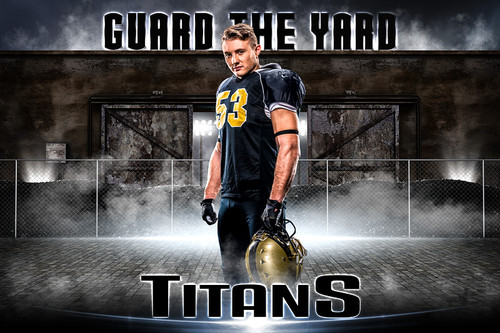 PLAYER & TEAM BANNER PHOTO TEMPLATE - GUARD THE YARD - PHOTOSHOP LAYERED SPORTS TEMPLATE