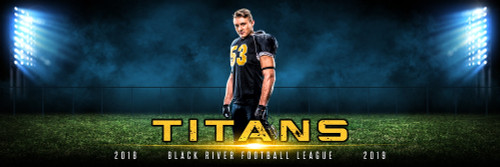 PANORAMIC SPORTS BANNER TEMPLATE - LIGHT TOWERS - PHOTOSHOP LAYERED SPORTS TEMPLATE