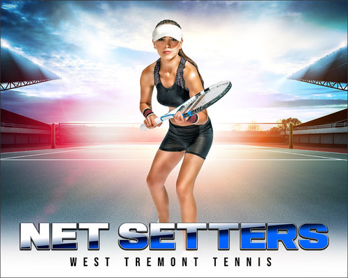 SPORTS POSTER PHOTO TEMPLATE - HI KEY TENNIS - CUSTOM PHOTOSHOP LAYERED SPORTS TEMPLATE