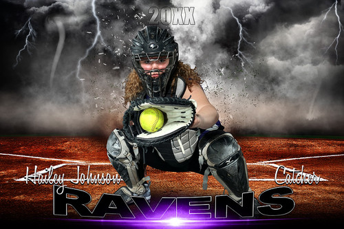 PLAYER BANNER PHOTO TEMPLATE - SOFTBALL - DESTRUCTION