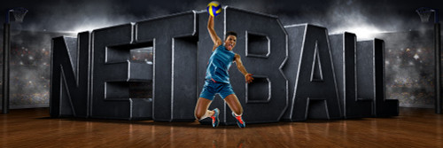 PANORAMIC SPORTS BANNER TEMPLATE - SURREAL NETBALL - LAYERED PHOTOSHOP SPORTS TEMPLATE