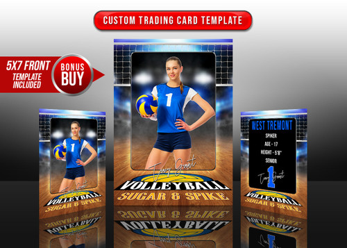 SPORTS TRADING CARDS AND 5X7 TEMPLATE - VOLLEYBALL COURT LOGO