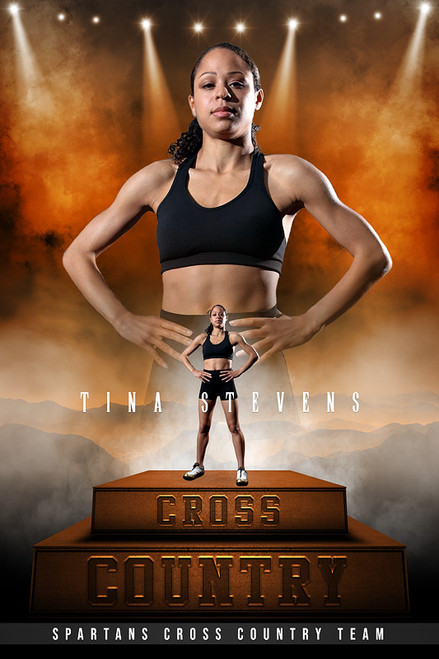 CROSS COUNTRY PLAYER BANNER PHOTO TEMPLATE - SPARTANS - CUSTOM PHOTOSHOP LAYERED SPORTS TEMPLATE