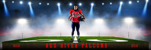 FOOTBALL PANORAMIC SPORTS BANNER TEMPLATE - RED RIVER - CUSTOM LAYERED PHOTOSHOP SPORTS TEMPLATE