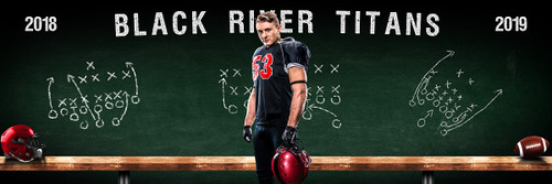 FOOTBALL PANORAMIC SPORTS BANNER TEMPLATE - FOOTBALL CHALK - CUSTOM LAYERED PHOTOSHOP SPORTS TEMPLATE