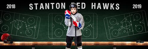 HOCKEY PANORAMIC SPORTS BANNER TEMPLATE - HOCKEY CHALK - CUSTOM LAYERED PHOTOSHOP SPORTS TEMPLATE