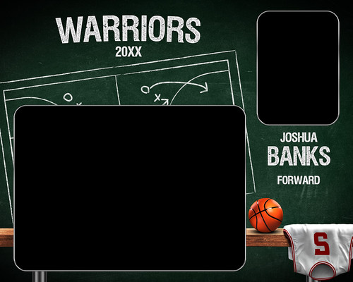 MEMORY MATE - HORIZONTAL - BASKETBALL CHALK - CUSTOM PHOTOSHOP LAYERED MEMORY MATE TEMPLATE