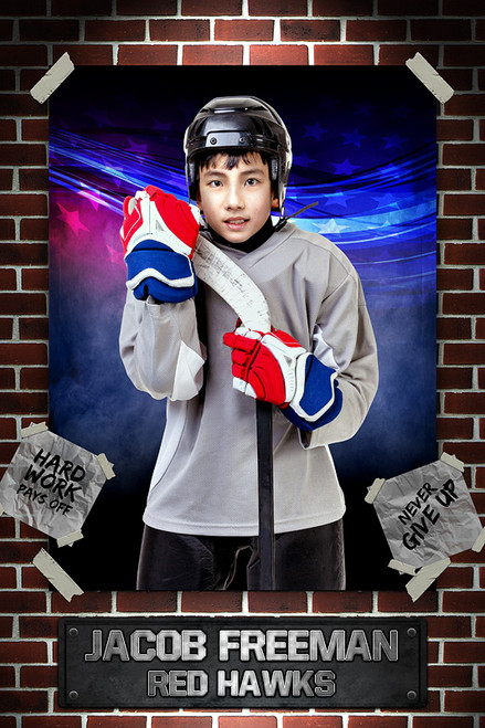 PLAYER BANNER PHOTO TEMPLATE - WALL DISPLAY - CUSTOM PHOTOSHOP LAYERED SPORTS TEMPLATE