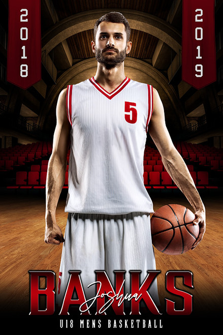 PLAYER BANNER PHOTO TEMPLATE - VINTAGE ARENA - CUSTOM PHOTOSHOP LAYERED SPORTS TEMPLATE