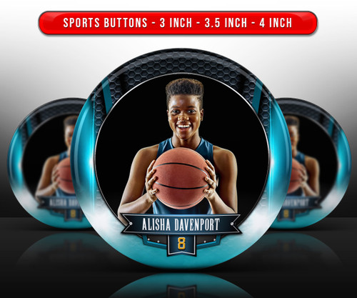 SPORTS PHOTO BUTTON TEMPLATES - ARCHED METAL