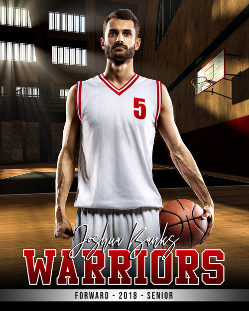 16x20 SPORTS POSTER PHOTO TEMPLATE - VINTAGE BASKETBALL - CUSTOM PHOTOSHOP LAYERED SPORTS TEMPLATE