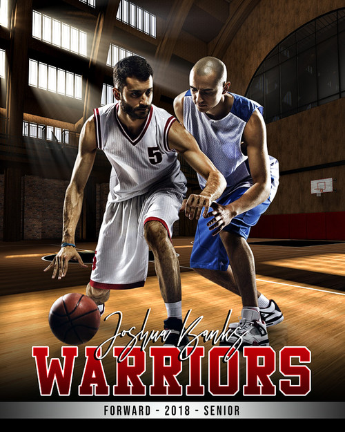 16x20 SPORTS POSTER PHOTO TEMPLATE - VINTAGE BASKETBALL II - CUSTOM PHOTOSHOP LAYERED SPORTS TEMPLATE