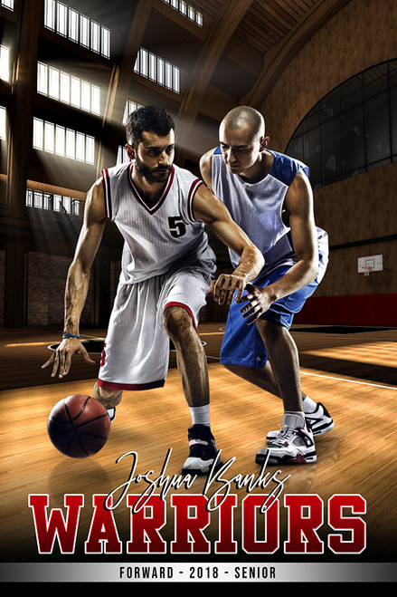 PLAYER BANNER PHOTO TEMPLATE - VINTAGE BASKETBALL II - CUSTOM PHOTOSHOP LAYERED SPORTS TEMPLATE
