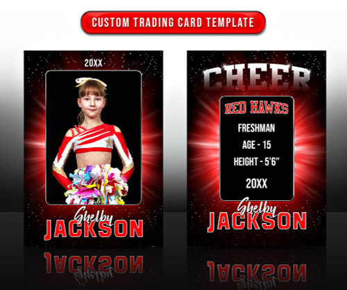 SPORTS TRADING CARDS AND 5X7 TEMPLATE FOR CHEERLEADING AND DANCE - GLAMOUR