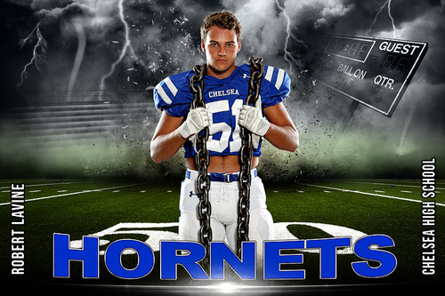 PLAYER & TEAM BANNER PHOTO TEMPLATE - FOOTBALL DESTRUCTION - PHOTOSHOP LAYERED SPORTS TEMPLATE