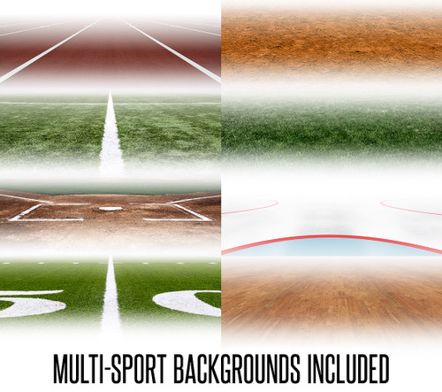 MULTI-SPORT BANNER PHOTO TEMPLATE - SPORTS FADE - CUSTOM PHOTOSHOP LAYERED SPORTS TEMPLATE