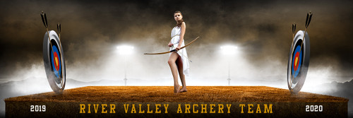 PANORAMIC SPORTS BANNER TEMPLATE - ARCHERY UPRISE - CUSTOM LAYERED PHOTOSHOP SPORTS TEMPLATE