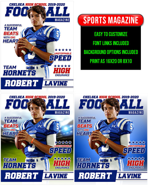 SPORTS MAGAZINE TEMPLATE - PHOTOSHOP LAYERED SPORTS TEMPLATE