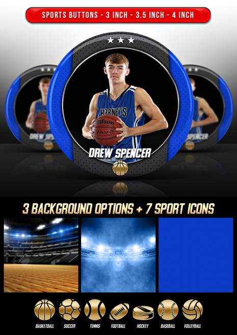 SPORTS PHOTO BUTTON TEMPLATES - GOLD MEDAL