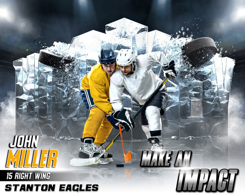 SPORTS POSTER PHOTO TEMPLATE - HOCKEY IMPACT - LAYERED PHOTOSHOP SPORTS TEMPLATE