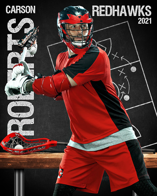 16x20 SPORT POSTER PHOTO TEMPLATE - LACROSSE CHALK - CUSTOM PHOTOSHOP LAYERED SPORTS TEMPLATE