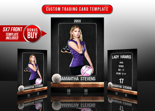 SPORTS TRADING CARDS AND 5X7 TEMPLATE - VOLLEYBALL CHALK