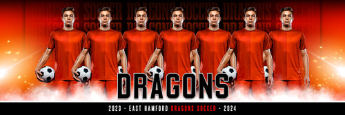 MULTI-SPORT PANORAMIC SPORTS BANNER TEMPLATE - DRAGONS - PHOTOSHOP LAYERED SPORTS TEMPLATE