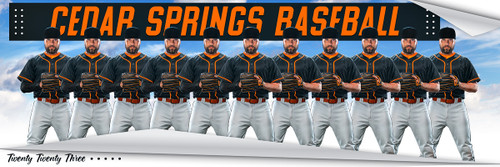 MULTI-SPORT PANORAMIC SPORTS BANNER TEMPLATE - CURLED UP - PHOTOSHOP LAYERED SPORTS TEMPLATE