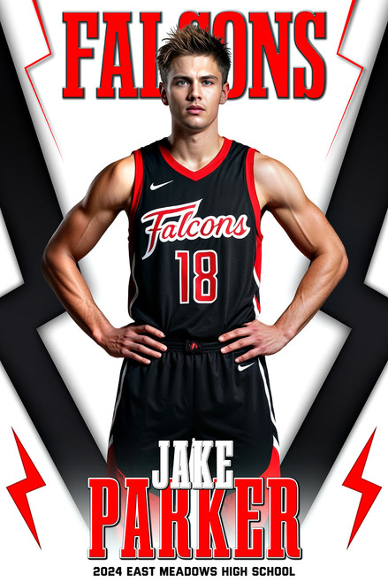 SPORTS PHOTO TEMPLATE - THUNDERBOLT - CUSTOM PHOTOSHOP LAYERED SPORTS TEMPLATE