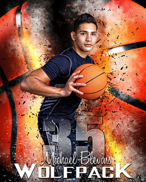 SPORTS POSTER PHOTO TEMPLATE - BASKETBALL INFERNO