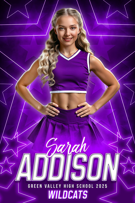 PLAYER BANNER PHOTO TEMPLATE - OH MY STARS - CUSTOM PHOTOSHOP LAYERED SPORTS TEMPLATE