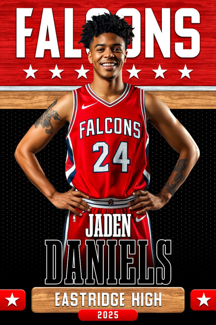 PLAYER BANNER PHOTO TEMPLATE - WOOD GRAIN - CUSTOM PHOTOSHOP LAYERED SPORTS TEMPLATE