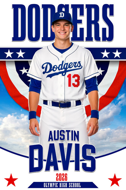 SPORTS PHOTO TEMPLATE - ALL AMERICAN - CUSTOM PHOTOSHOP LAYERED SPORTS TEMPLATE