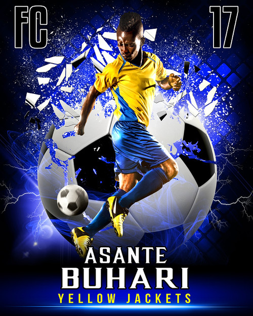 SPORTS POSTER PHOTO TEMPLATE - SHATTERED SOCCER BALL