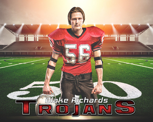 SPORTS POSTER PHOTO TEMPLATE - HORIZONTAL - FOOTBALL SUNRISE