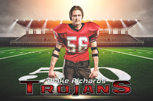 PLAYER BANNER PHOTO TEMPLATE - HORIZONTAL - FOOTBALL SUNRISE