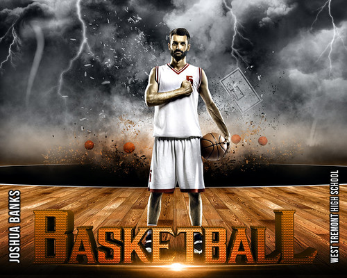 SPORTS POSTER PHOTO TEMPLATE - BASKETBALL - DESTRUCTION