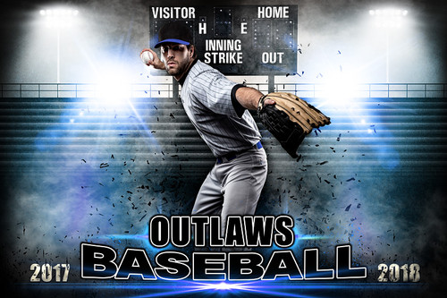 PLAYER & TEAM BANNER PHOTO TEMPLATE - HORIZONTAL - IMPACT BASEBALL - LAYERED PHOTOSHOP SPORTS TEMPLATE