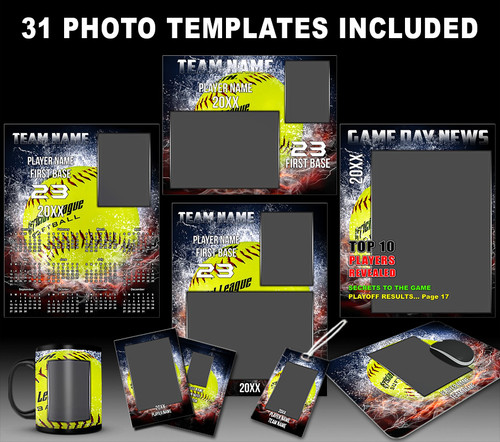 Splash Softball Photo Template Collection