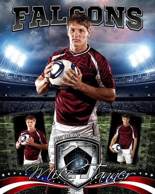 AMERICAN SOCCER 16x20 PHOTO COLLAGE - LAYERED PHOTOSHOP SPORTS TEMPLATE